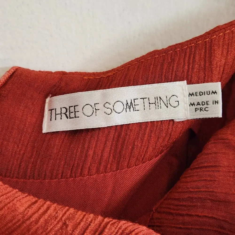 Three Of Something Orange Low Rise Scrunch Waist Asymetrical Hem Skirt Boho Sz M